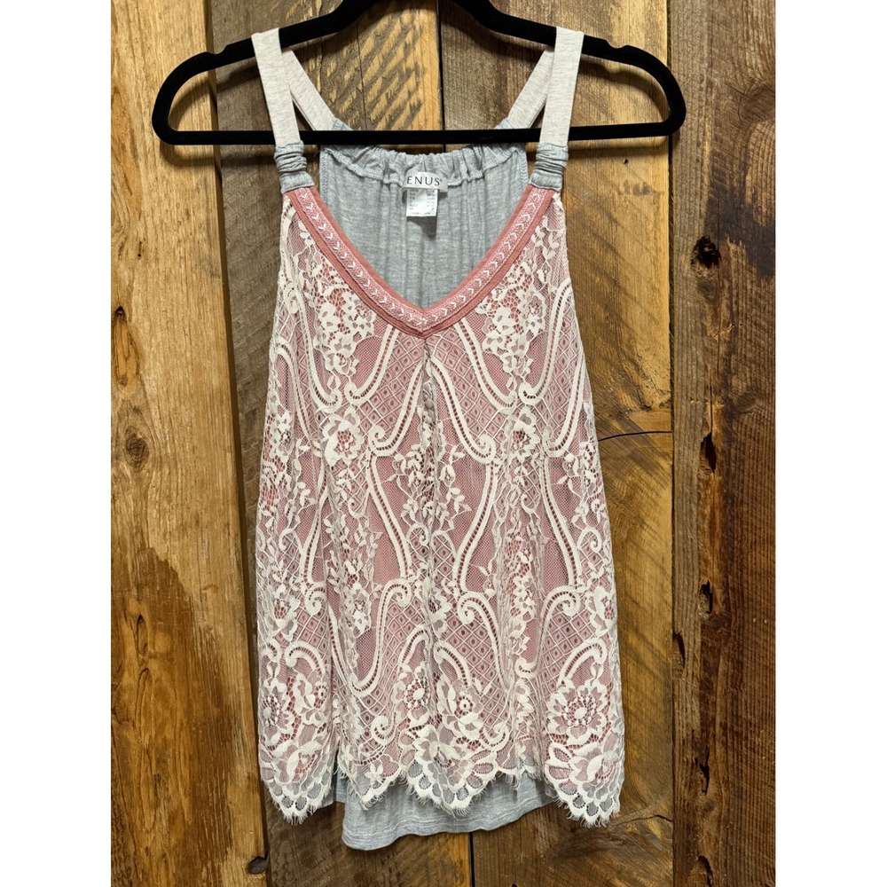 Boho Lace Tank Top Womens S Fairy Coquette Romantic Cottage Indie Dainty Cozy